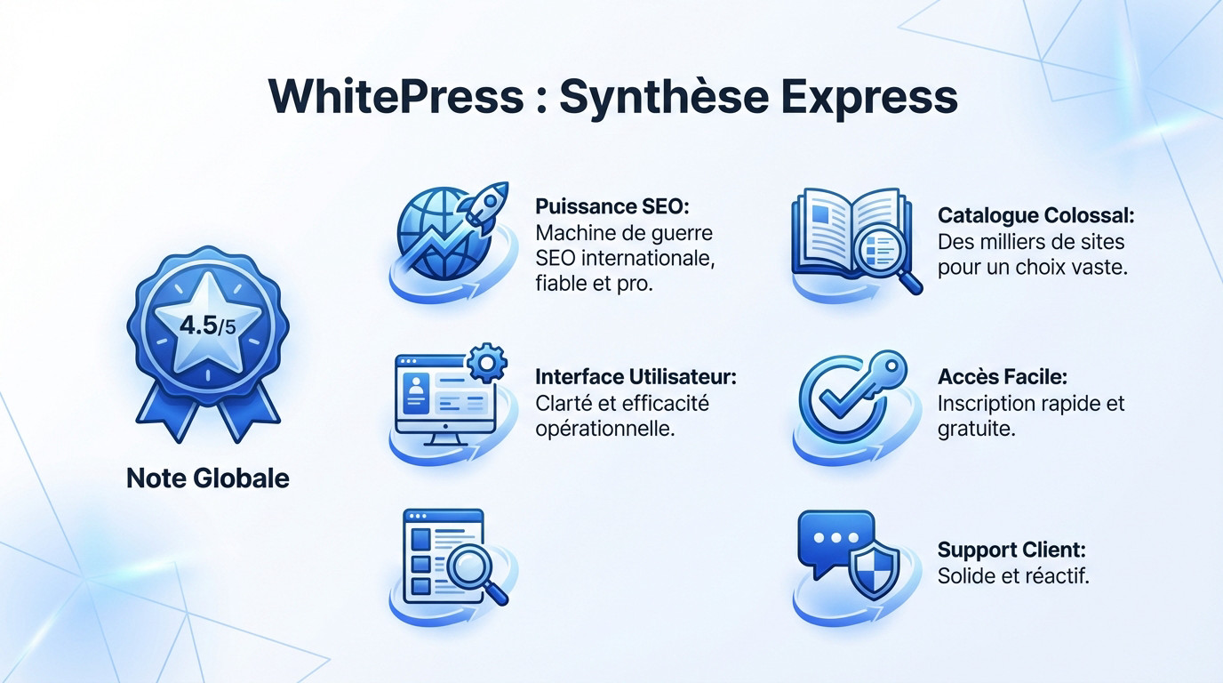 Synthèse des points forts de la plateforme WhitePress pour le netlinking